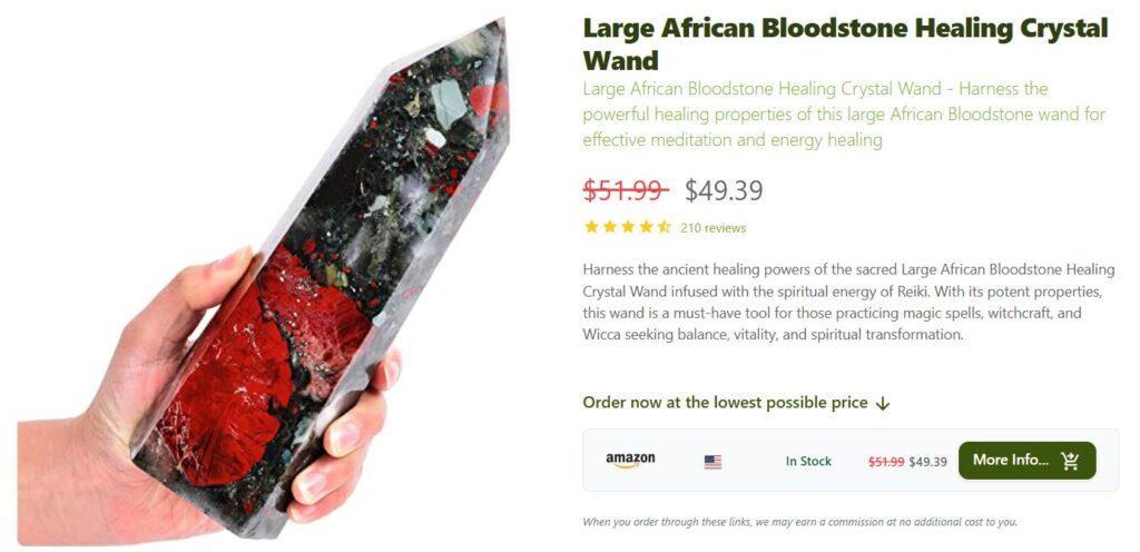 Bloodstone Healing Crystal Wand