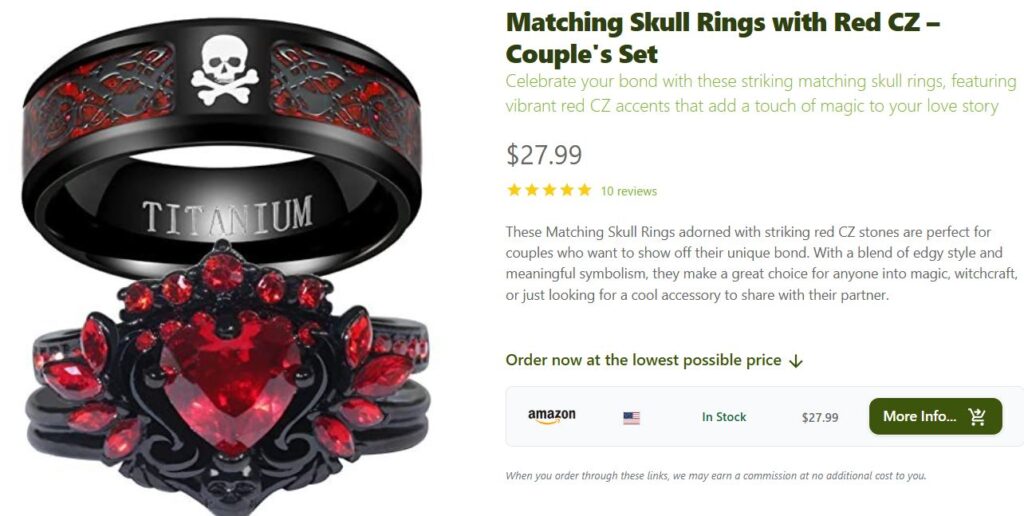 Mathcing Skull Gothic Rings