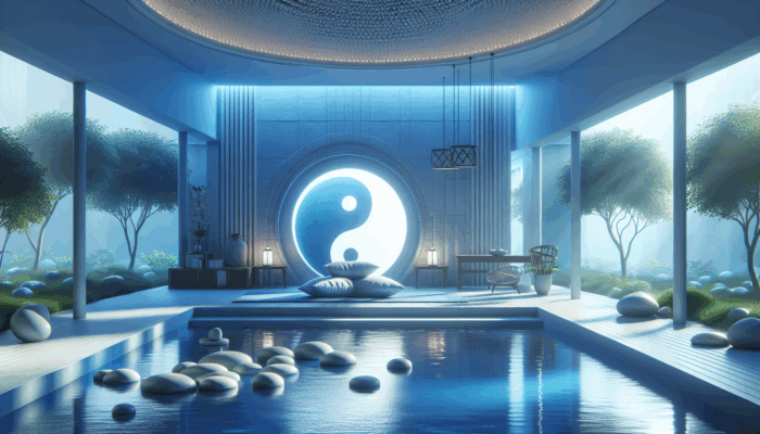 Best Spiritual Decor: A serene blue meditation room promoting tranquility and calm, with decor symbolizing lower blood pressure.