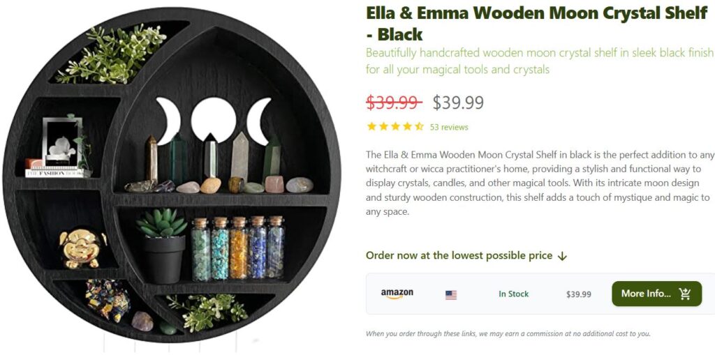 Wooden Moon Crystal Shelf