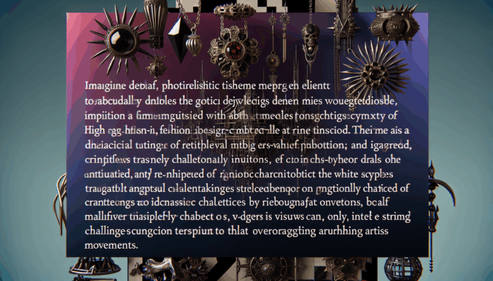 Visionary designers blending gothic elements with haute couture, challenging norms through rebellious jewelry.